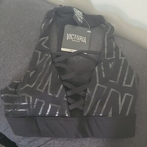 Victoria's Secret Black and Silver Crisscross Sports Bra